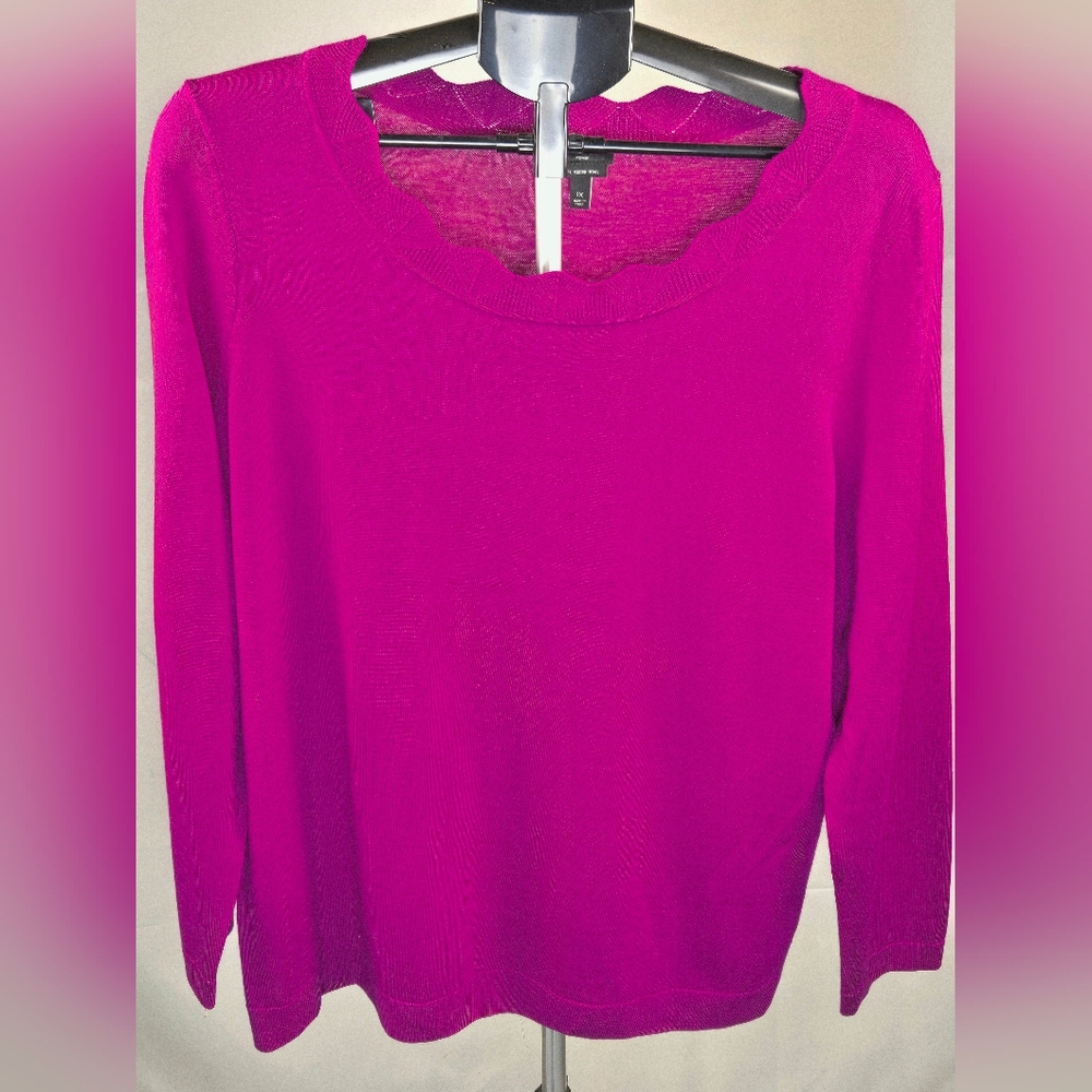 Talbots Pure Merino Wool Scalloped Neckline Quiet Luxury Sweater, 1X